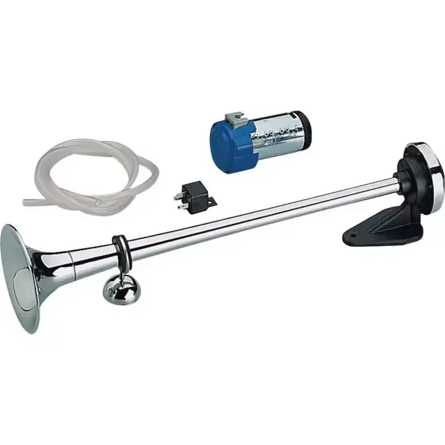 KLAXON TROMPETTE LAITON CHROME AVEC COMPRESSEUR