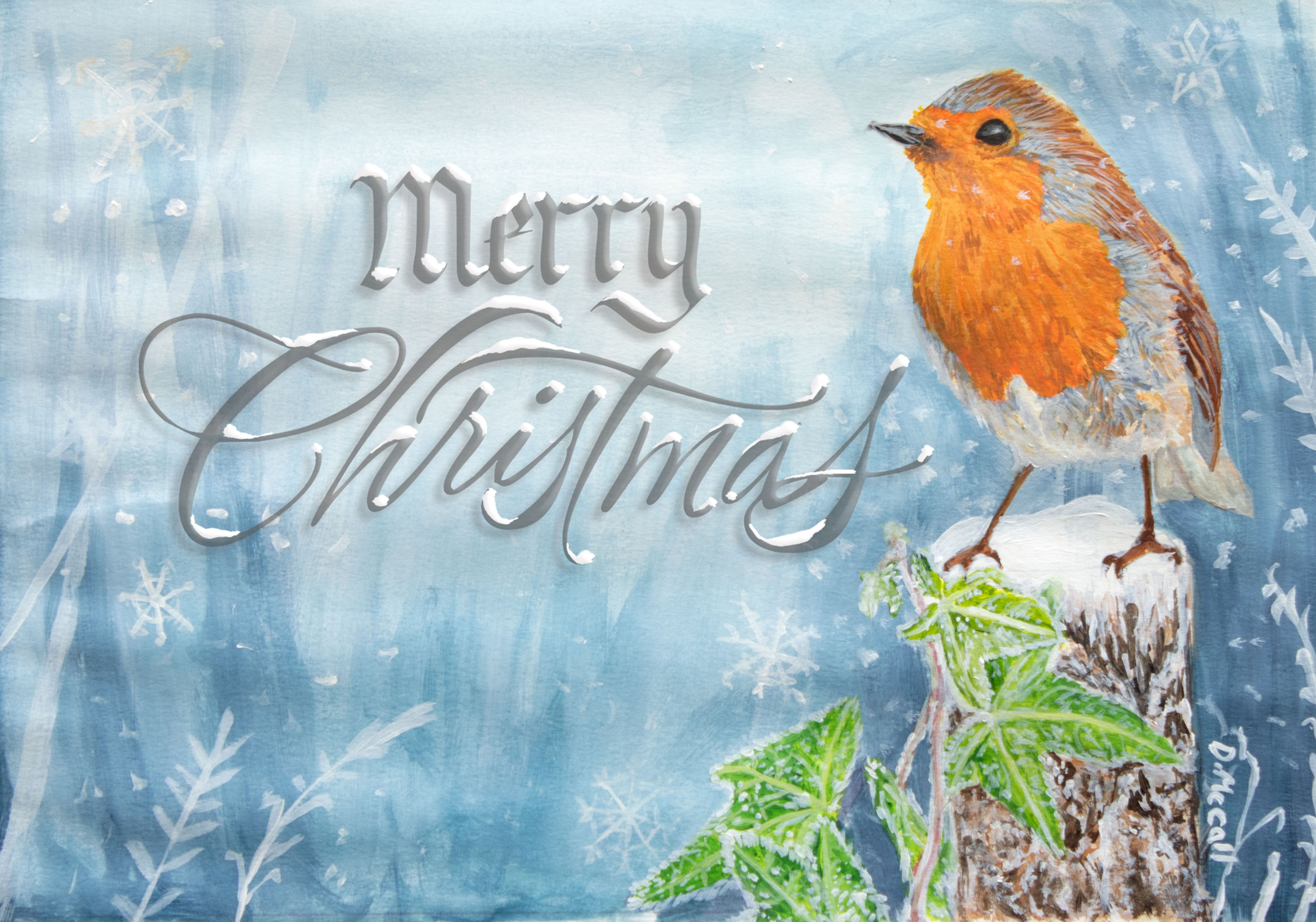 A5 Merry Christmas Robin Card