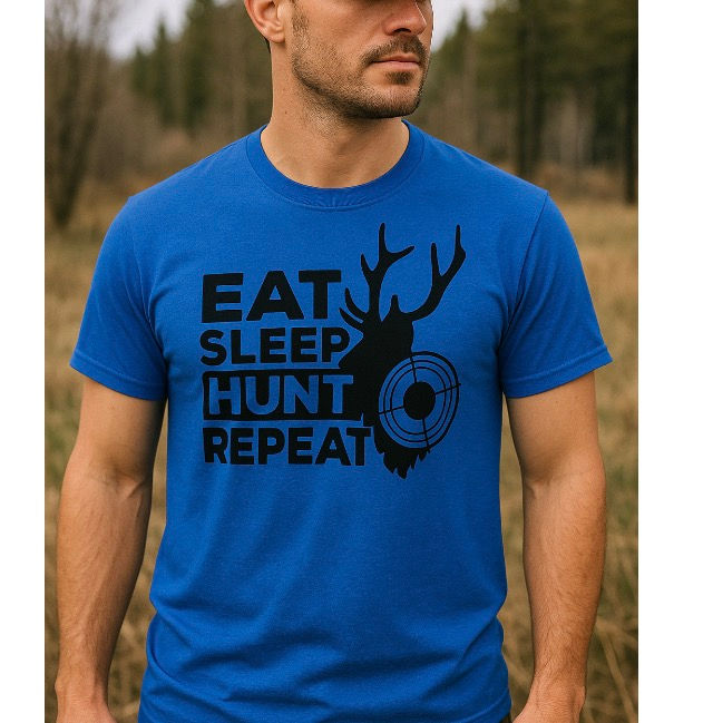 Eat, Sleep, Hunt, and Repeat Royal Blue T-Shirt