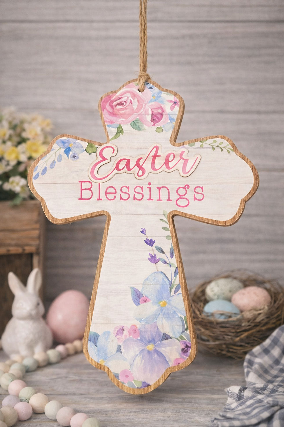 Thumbnail: Easter Blessing Floral Cross sign 