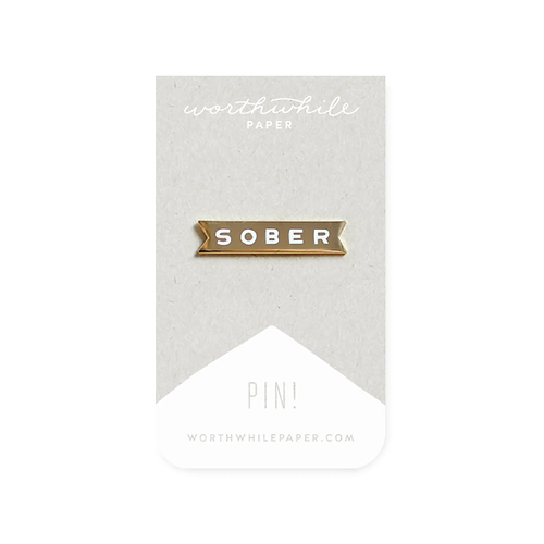 Gold Enamel Pin "Sober"