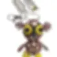 knit brown and white owl, with yellow feet, and large yellow eyes