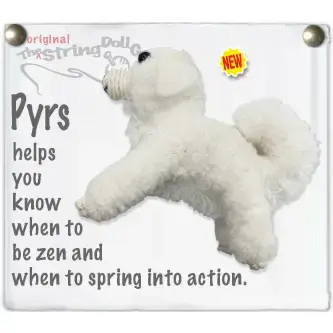 white Great Pyrenees dog keychain