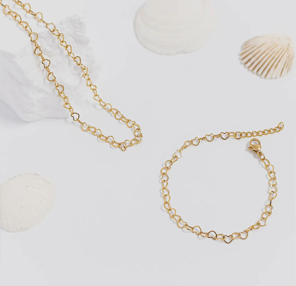Thumbnail: Linked Heart Chain Necklace | Gold