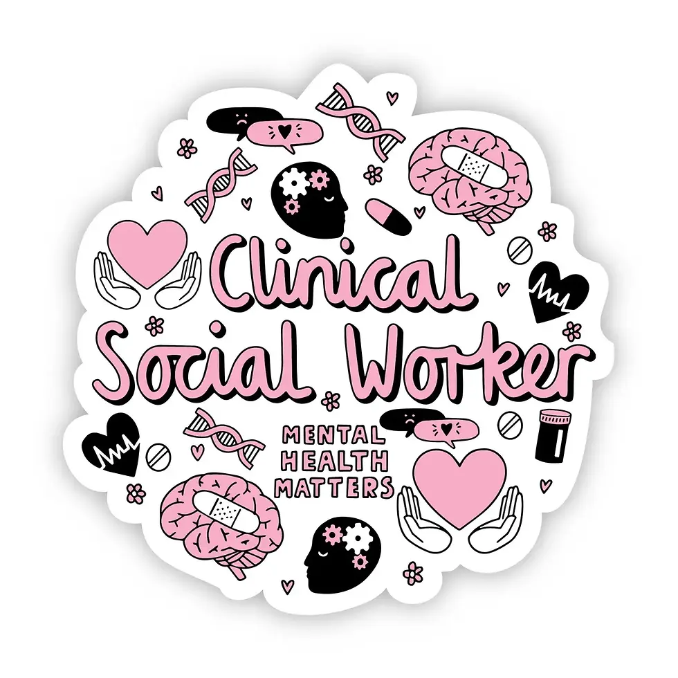 Pink text 'clinical social worker' sticker