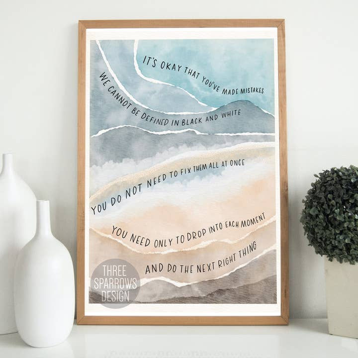 "Do the next right thing" muted tone colorful art print