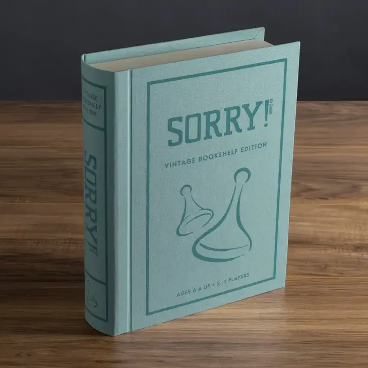 Sorry game inside vintage blue faux book