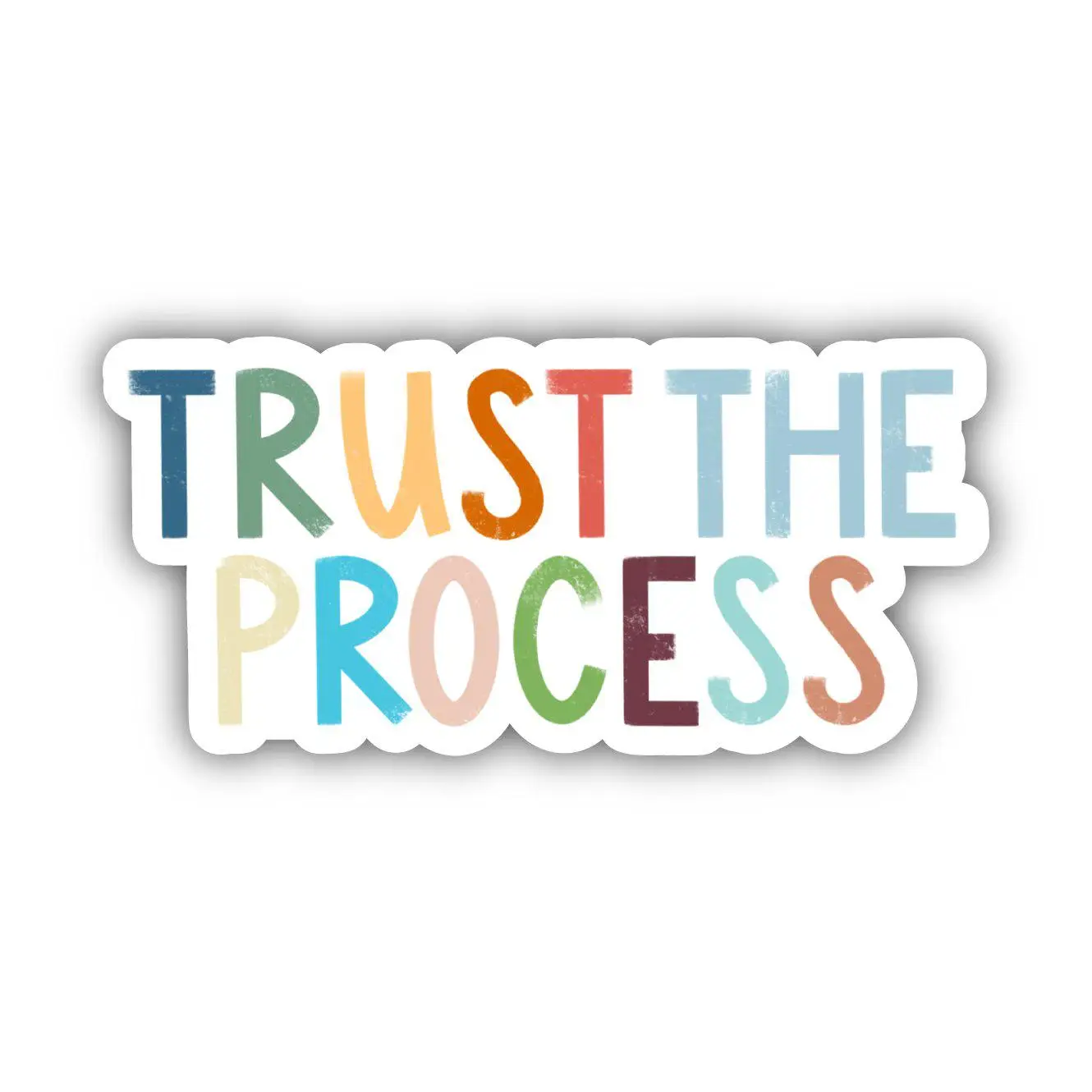 Trust The Process vinyl sticker in rainbow text