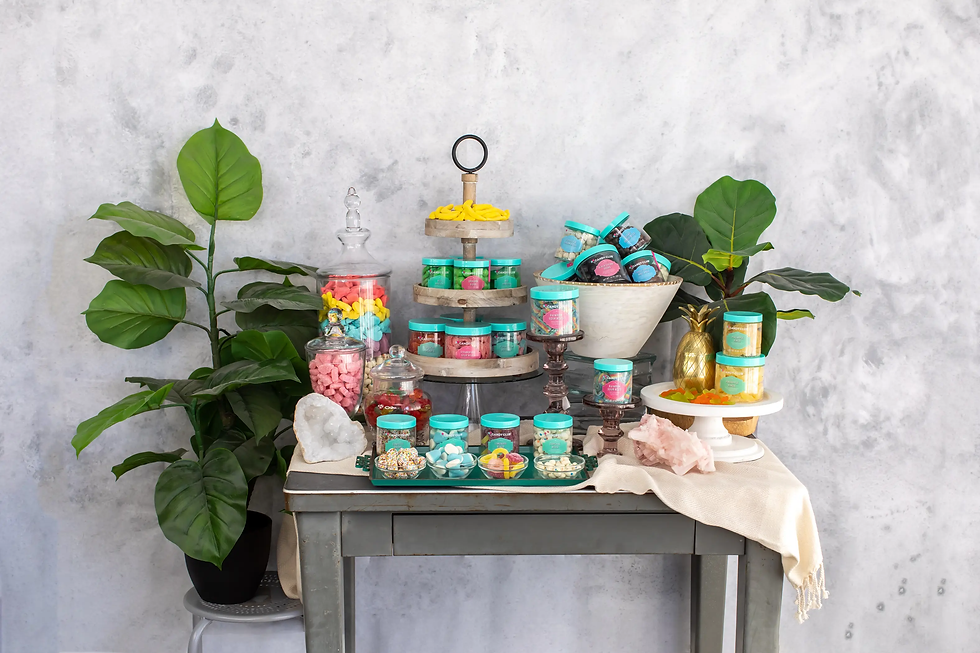 Thumbnail: Clear contain with pink label with red colored sour candy straws in lemonade flavor