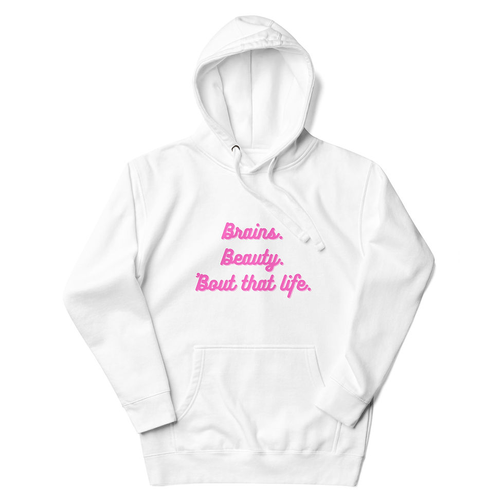 Thumbnail: Pink Print Beauty, Brains, 'Bout that life Hoodie