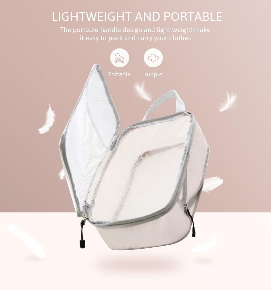 Lightweight portable packing cube with handle and zipper, designed for easy travel organization.