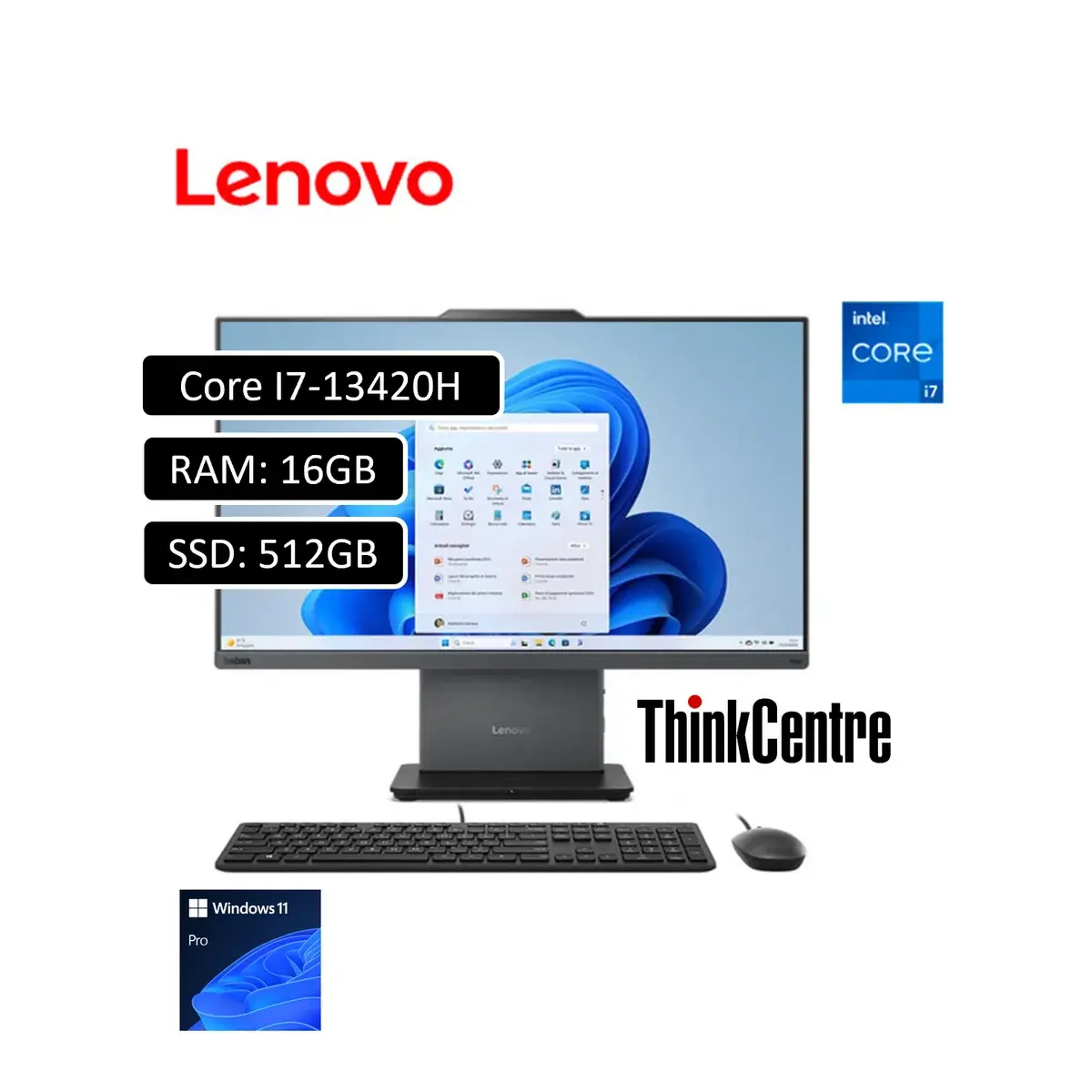 TODO EN UNO LENOVO THINKCENTRE NEO INTEL CORE I7-13420H RAM 16GB SSD 512GB 23.8