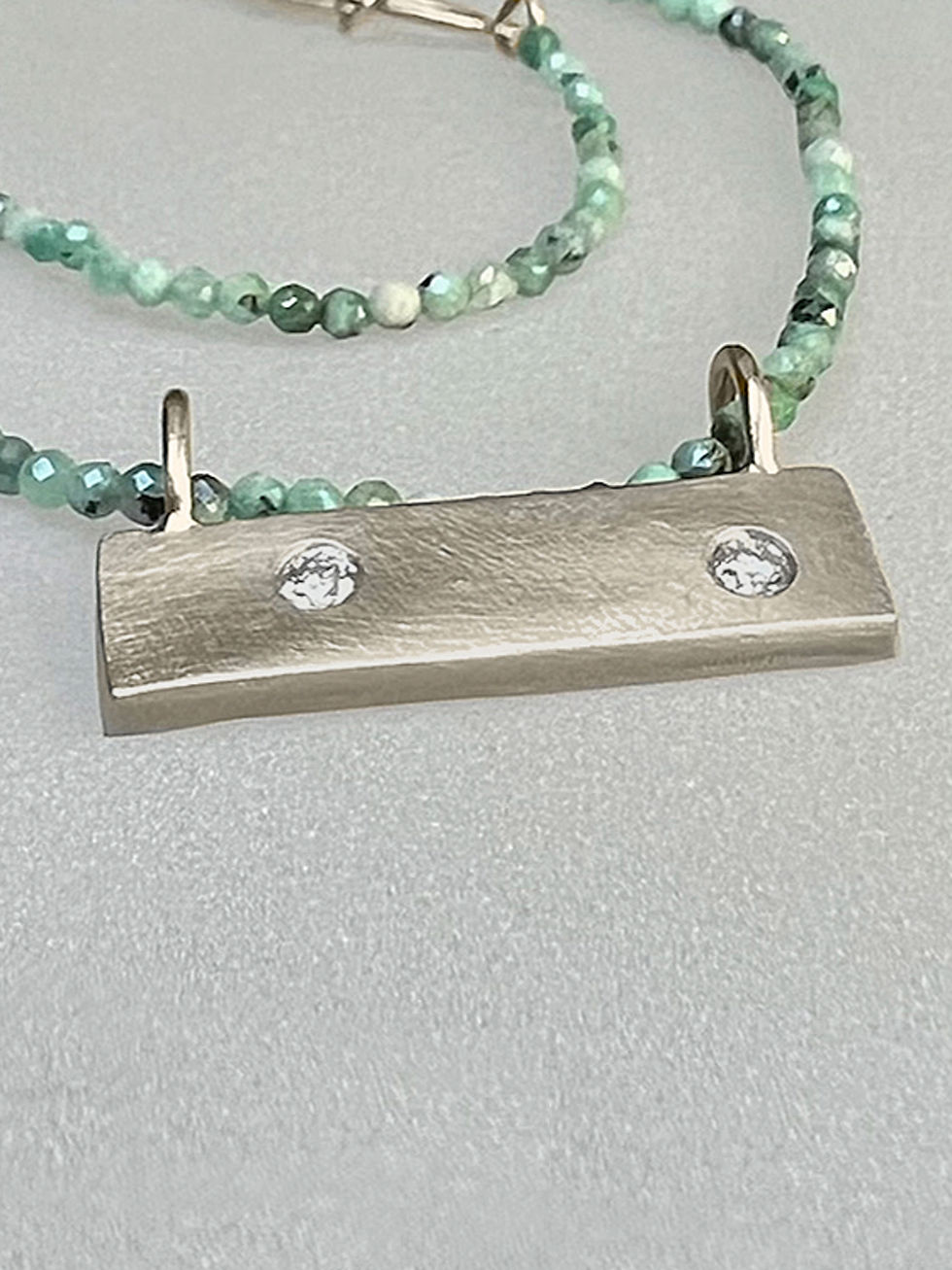 Thumbnail: mezzo 14K Gold & Diamond BAR & Emerald GEM Necklace