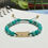 Thumbnail: BAR, BEAD & GEM Beaded Bracelet - mini 14K solid gold & diamond BAR, solid 14K BEADS & blue-green, 6mm round Turquoise GEMS.