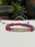 Beaded bracelet - the BAR: maxi, 14K solid white gold, 3 diamonds, the BEAD: 14K solid white gold, the GEM: ruby