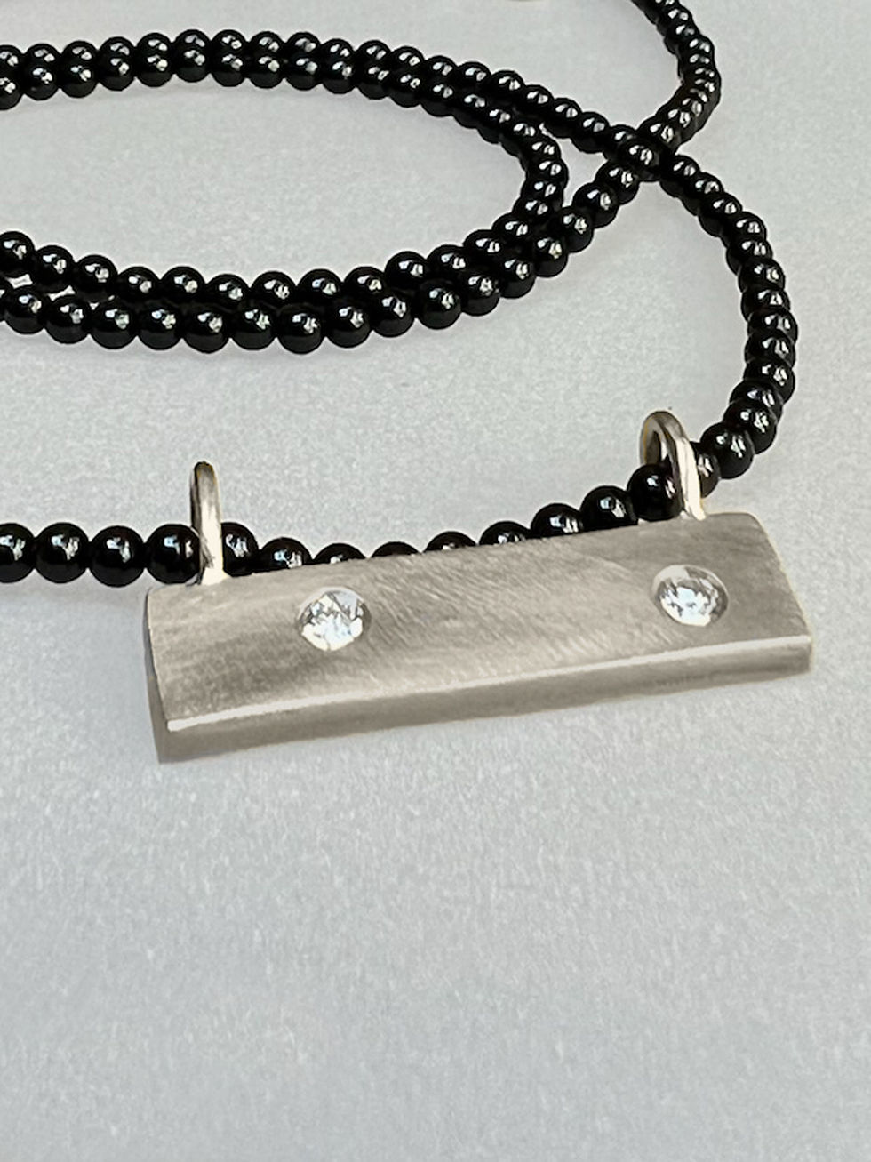 Thumbnail: mezzo 14K Gold & Diamond BAR & Black Spinel GEM Necklace