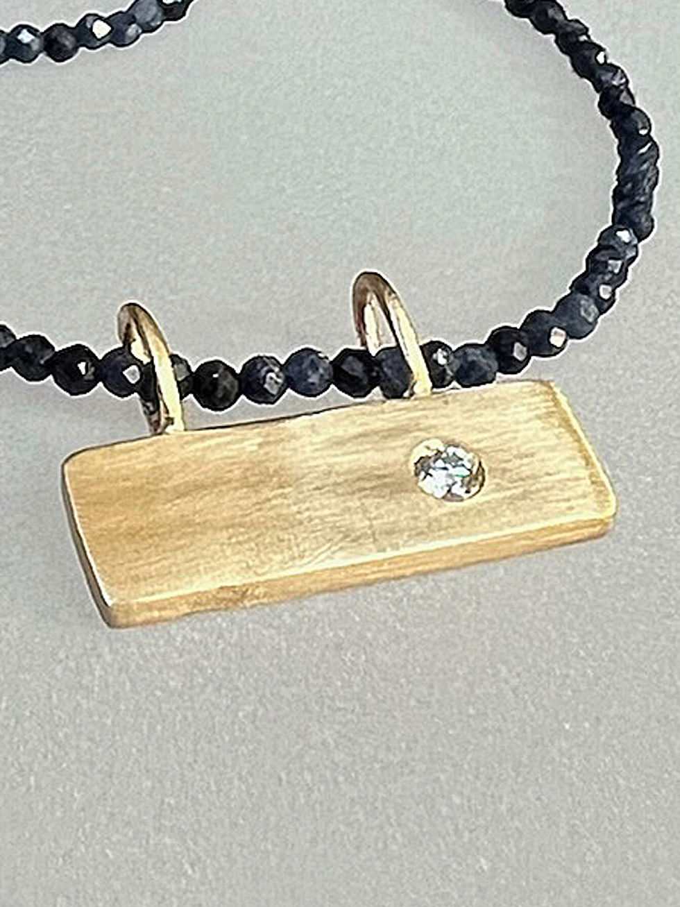 Thumbnail: mini 14K Gold & Diamond BAR & Sapphire GEM Necklace