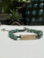 Beaded bracelet - the BAR: mezzo, 14K solid yellow gold, 2 diamonds, the BEAD: 14K solid yellow gold, the GEM: emerald