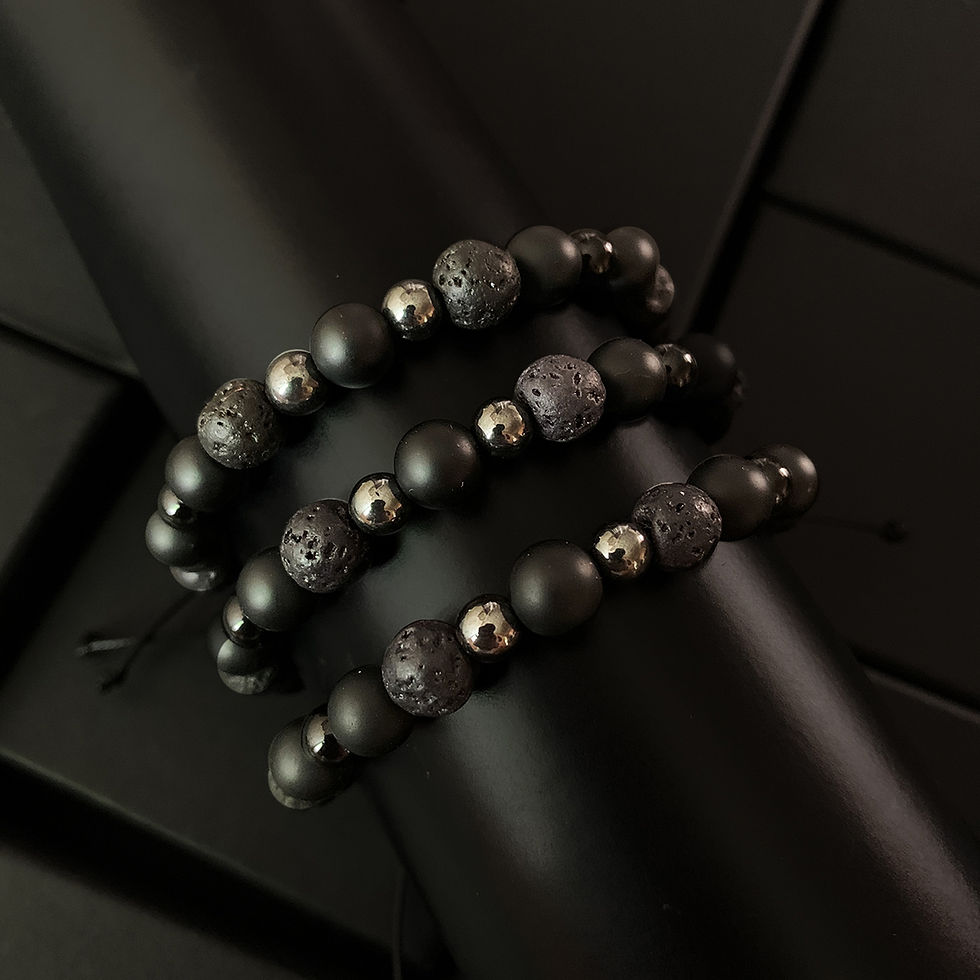 Miniatura: Onyx, Hematite & Lava Bracelet