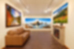 Leavenworth gallery interior featuring multi-panel beach landscape photograph on display