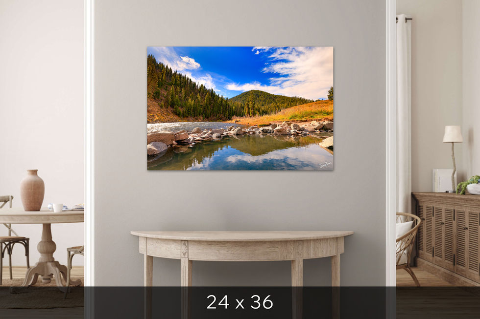 Single Panel print of Idaho Hot Springs above table in hallway