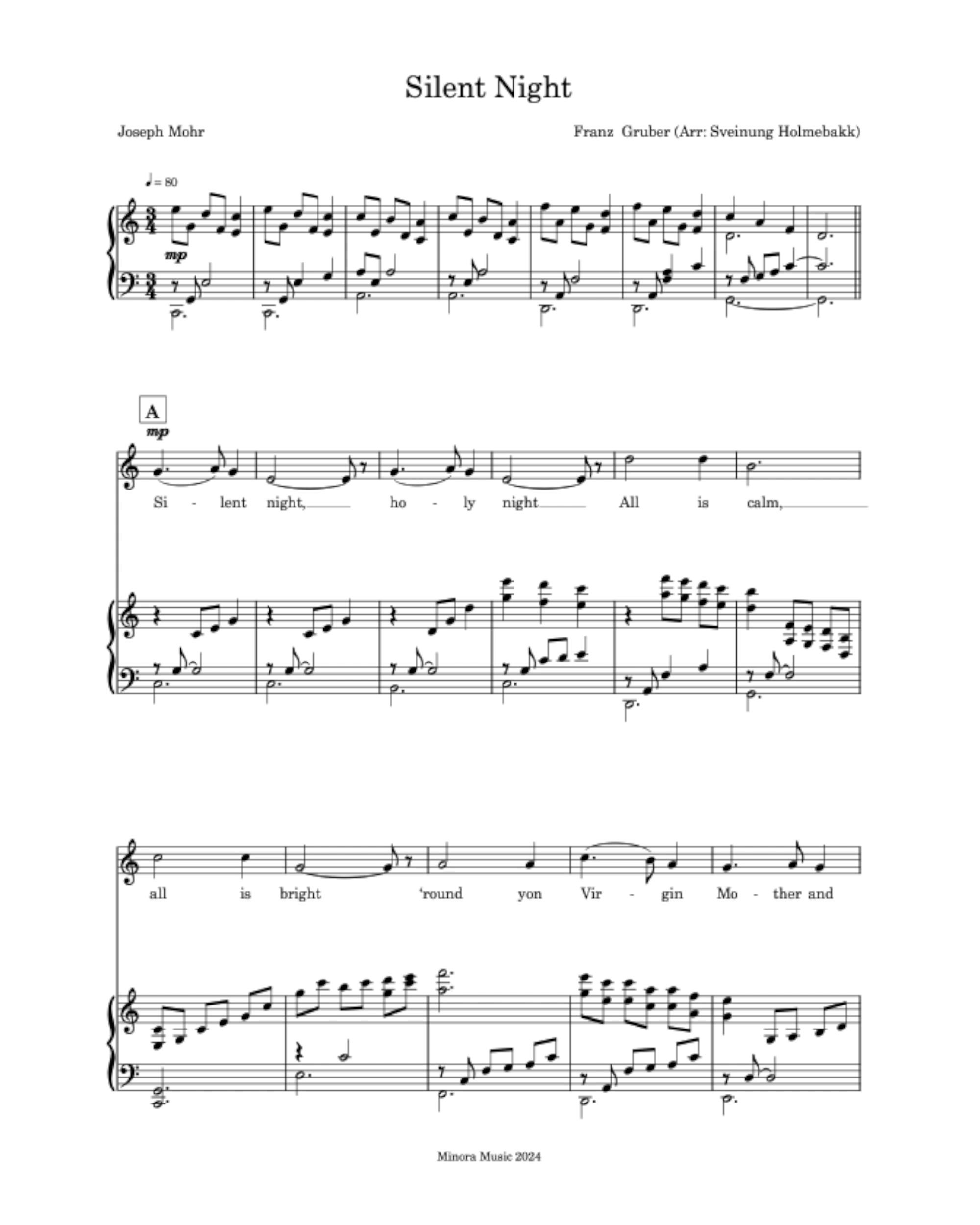 Silent night - solo and piano (PDF download)