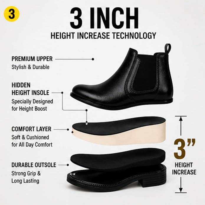 Thumbnail: anotomy view of grey chelsea HEIGHTX height increasing leather shoes