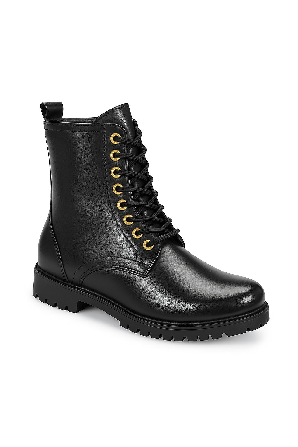Thumbnail: HEIGHTX Height Increasing Casual High Ankle Black Lace-up  Boots,3 Inch Elevate
