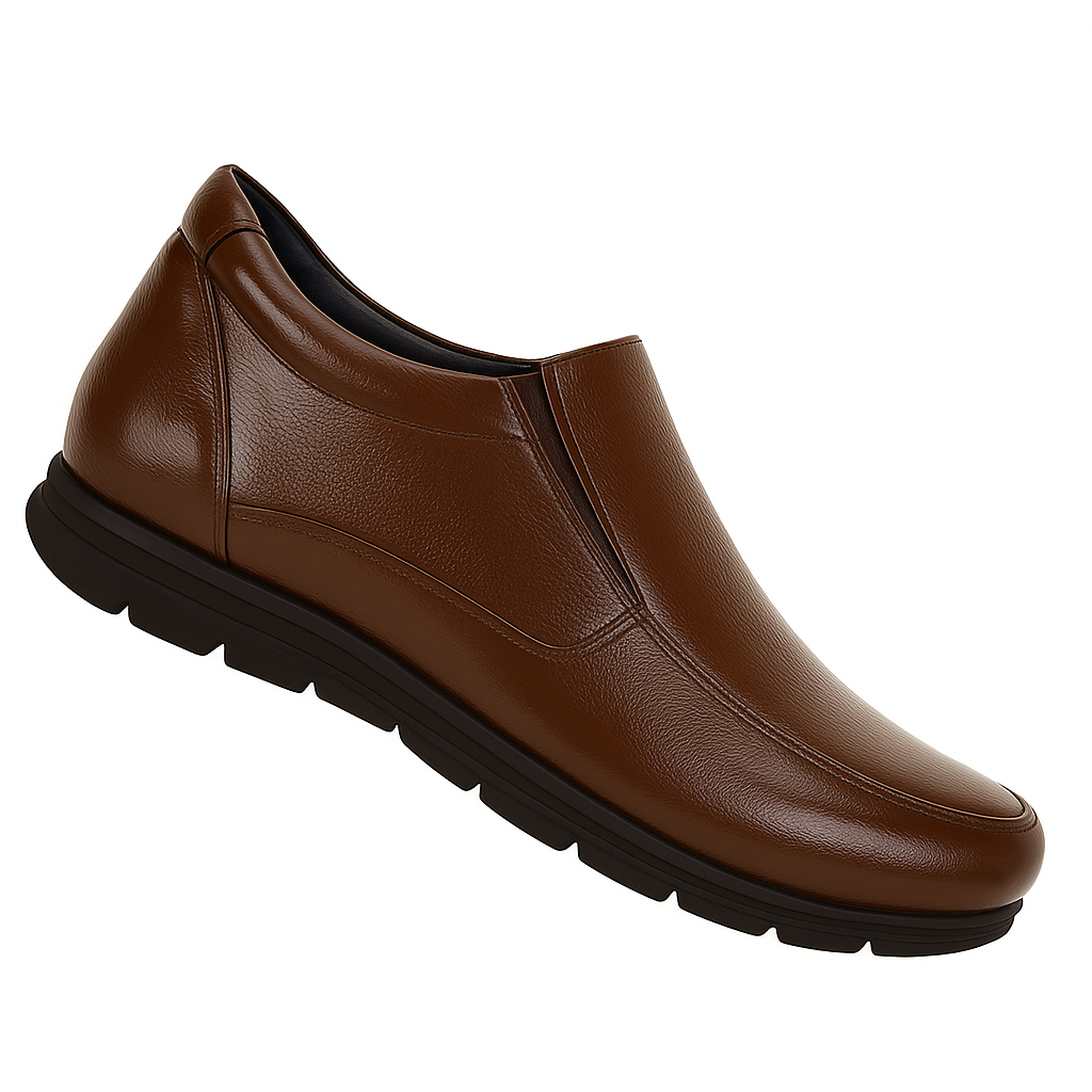 HEIGHTX Height Increasing Shoes Brown Slip-On Loafers with 3 Inch Elevate