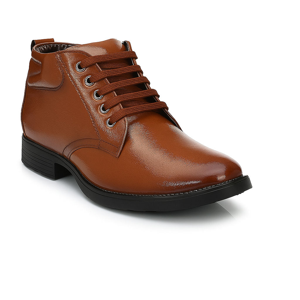 HEIGHTX Height Increasing Formal Tan Lace-up  Boots with 3 Inch Height