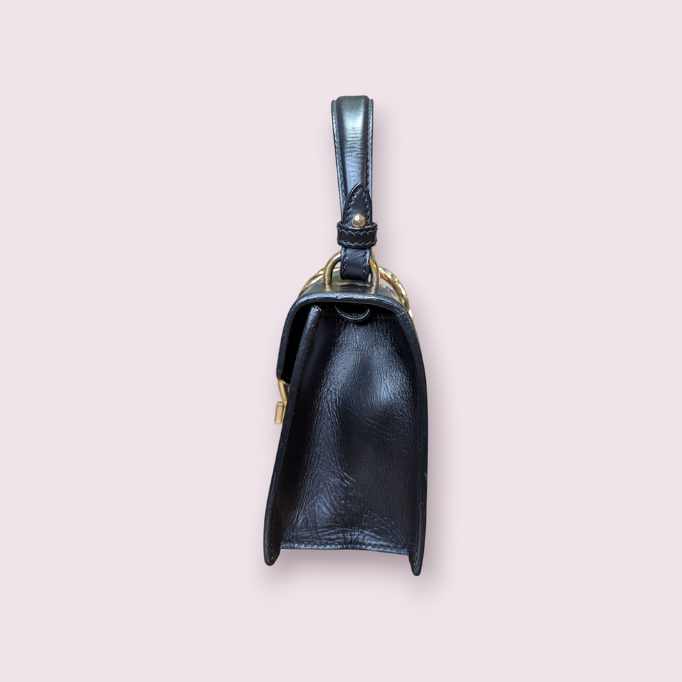 Thumbnail: Gucci Sylvie Mini 20cm Black Leather Shoulder Bag with Top Handle