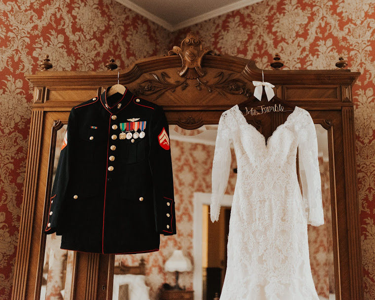 marine wedding long sleeve lace wedding dress