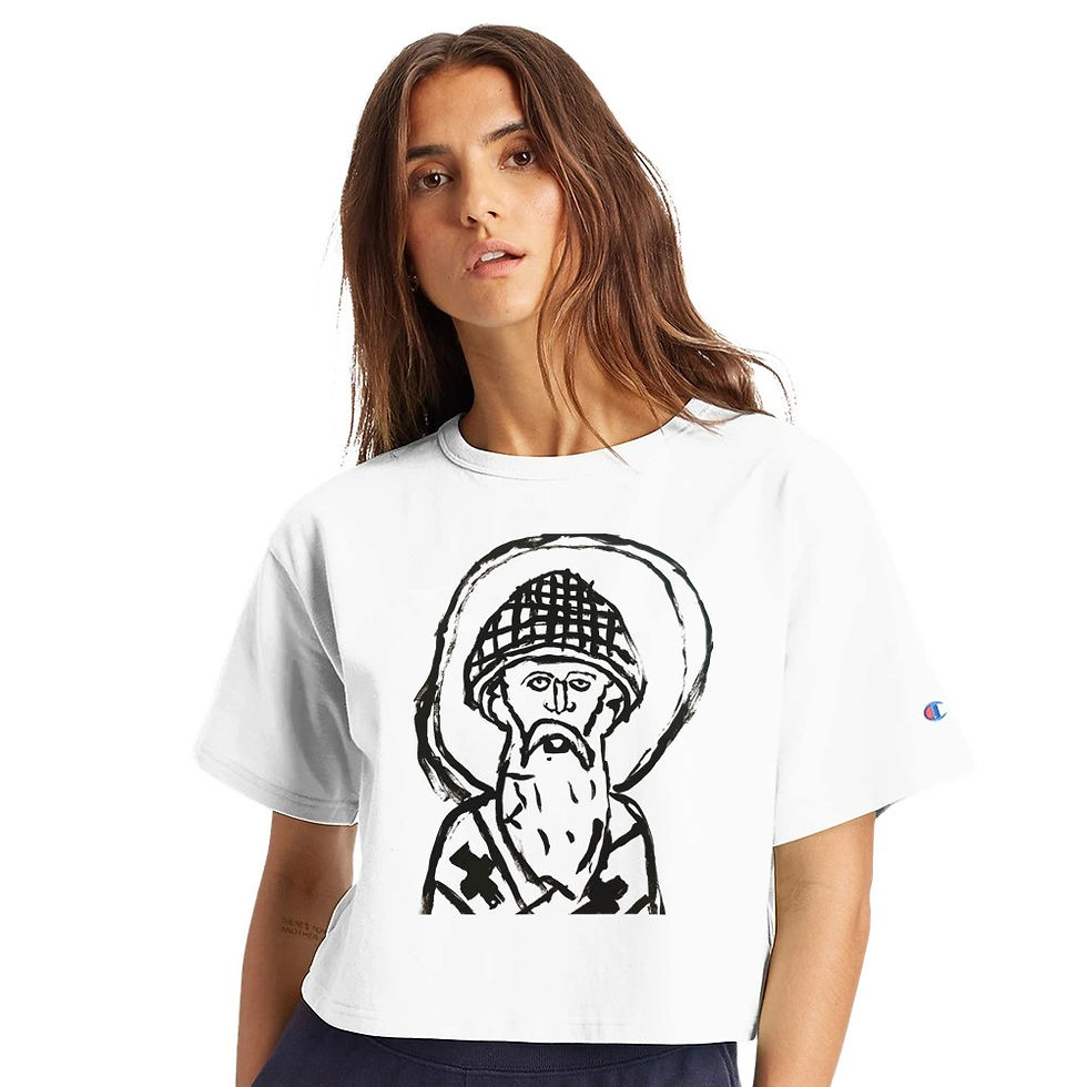 Thumbnail: Women's Cropped Heritage Crewneck T-Shirt | Champion T453W St. Spyridon