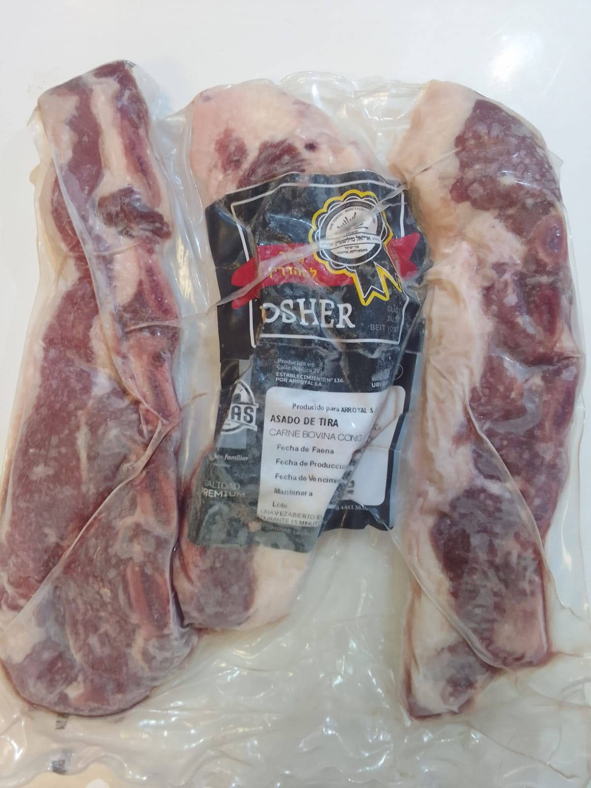 • Asado de Tira -Paquete1kg aprox.