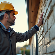 Inspector in hard hat conducting an ALB home inspection