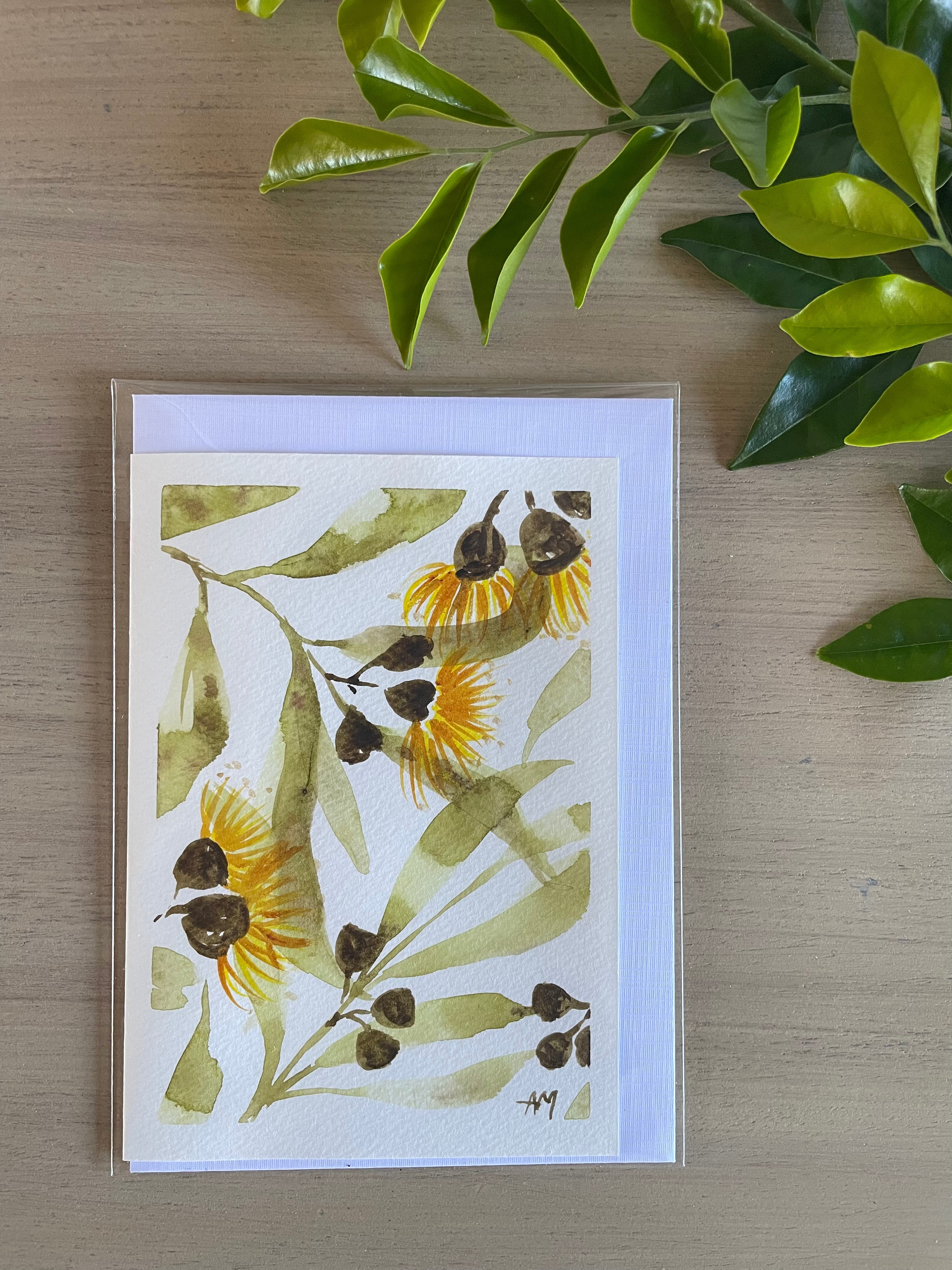 Original Painting Card - Golden Eucalyptus