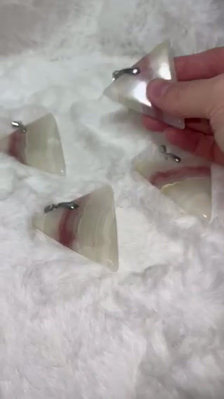 Thumbnail: Pink Banded Calcite triangle pendant
