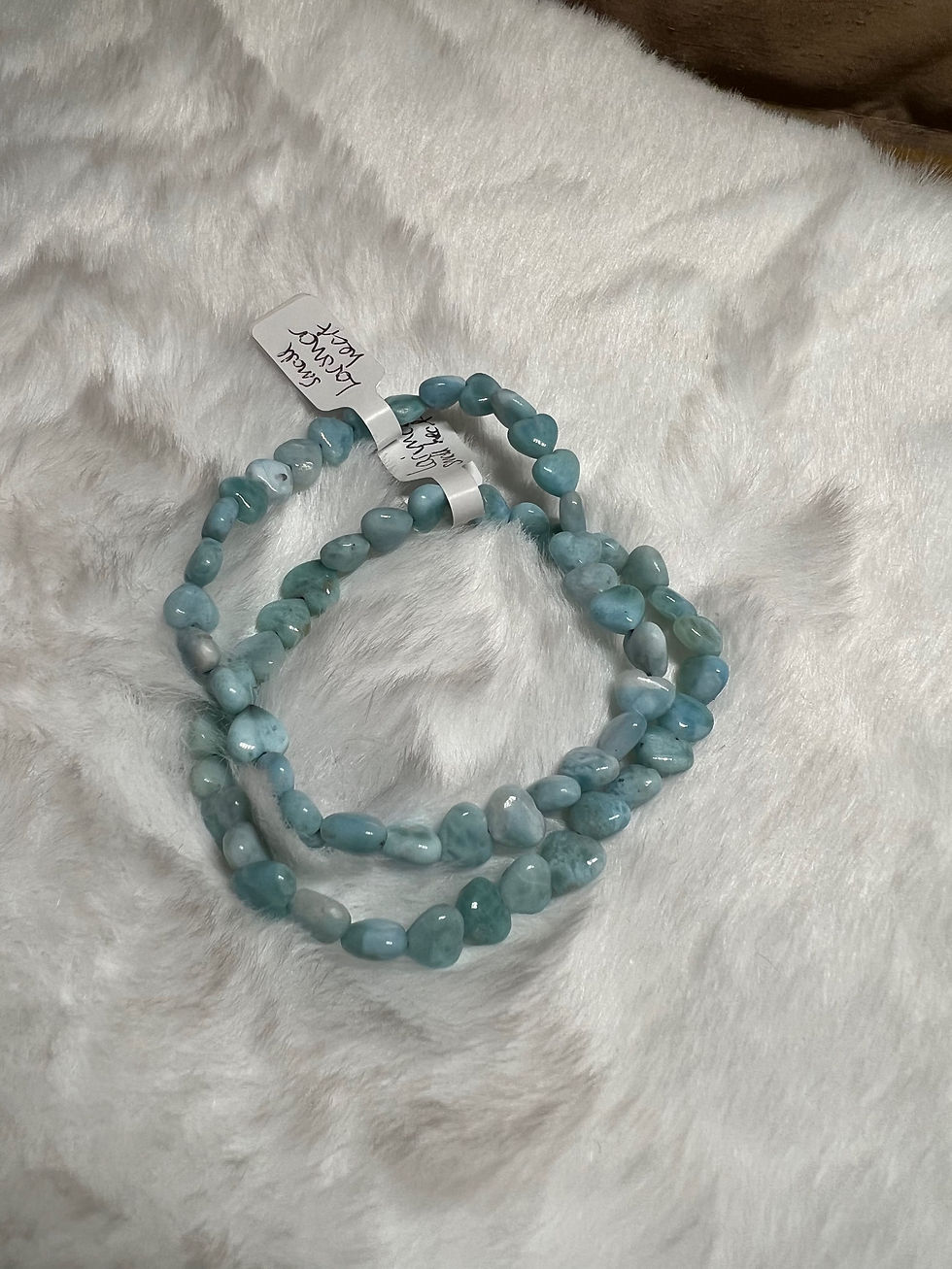 Thumbnail: Small Heart Beaded Larimar Bracelet