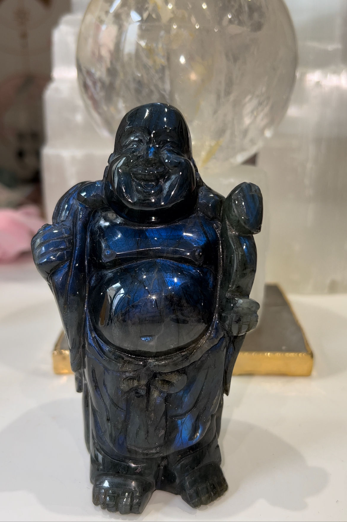 Labradorite Standing Laughing Buddha