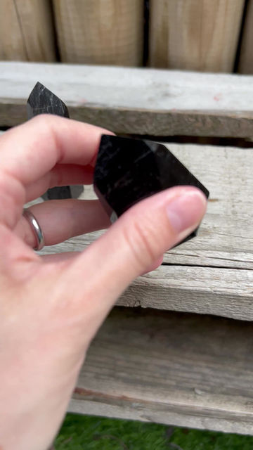 Thumbnail: Black Tourmaline with Hematite point