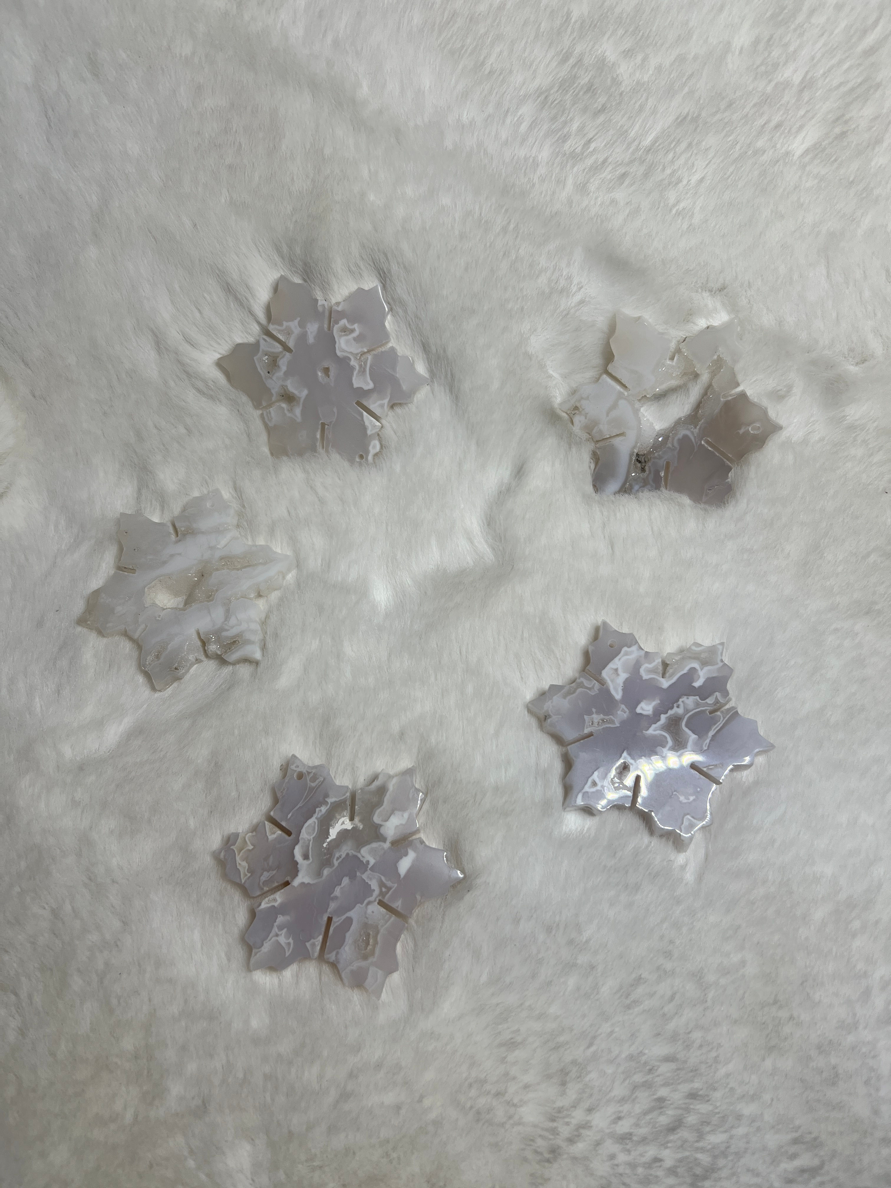 White Plume Agate Snowflake