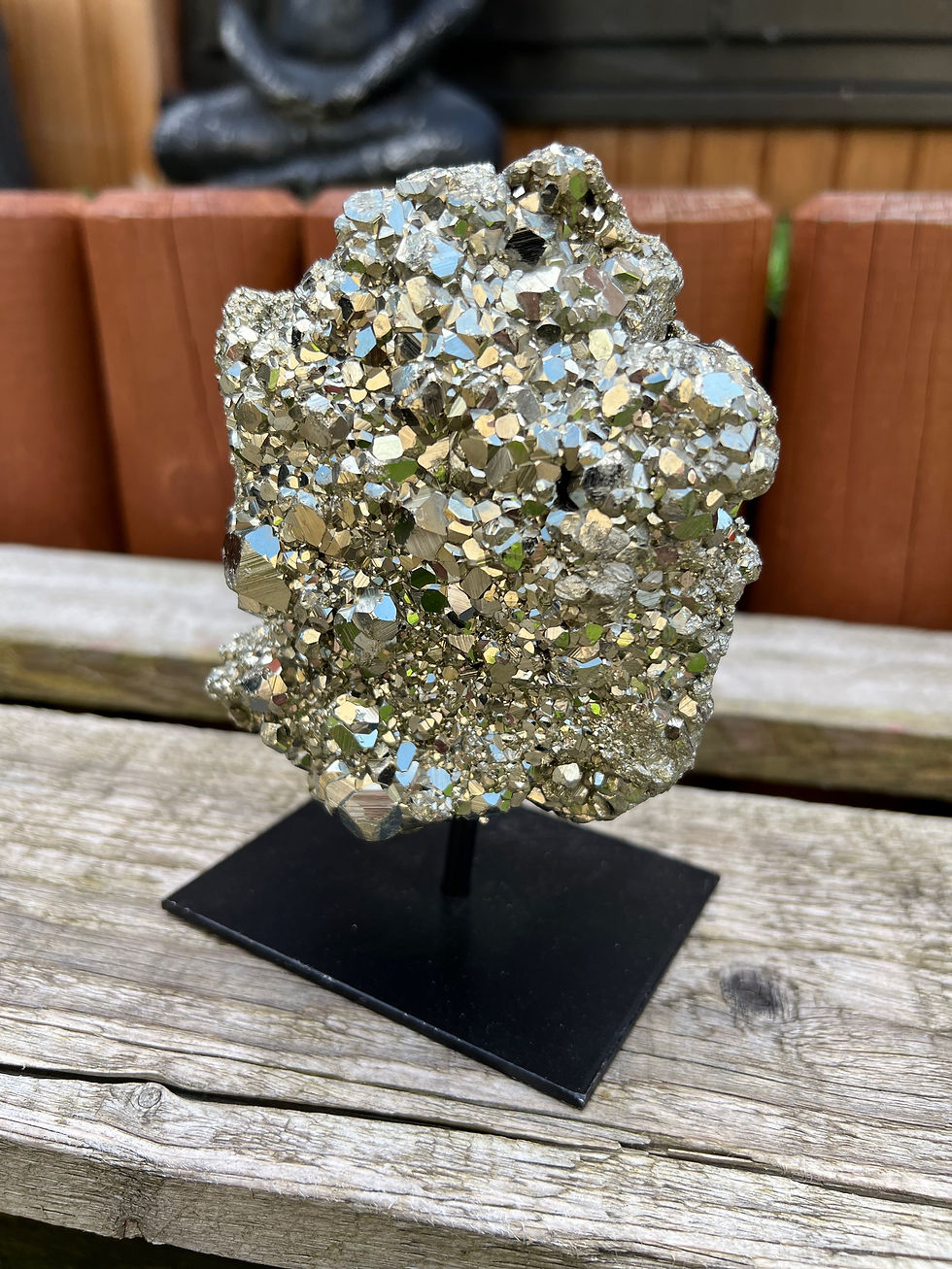 Thumbnail: Raw Pyrite Cluster on Stand