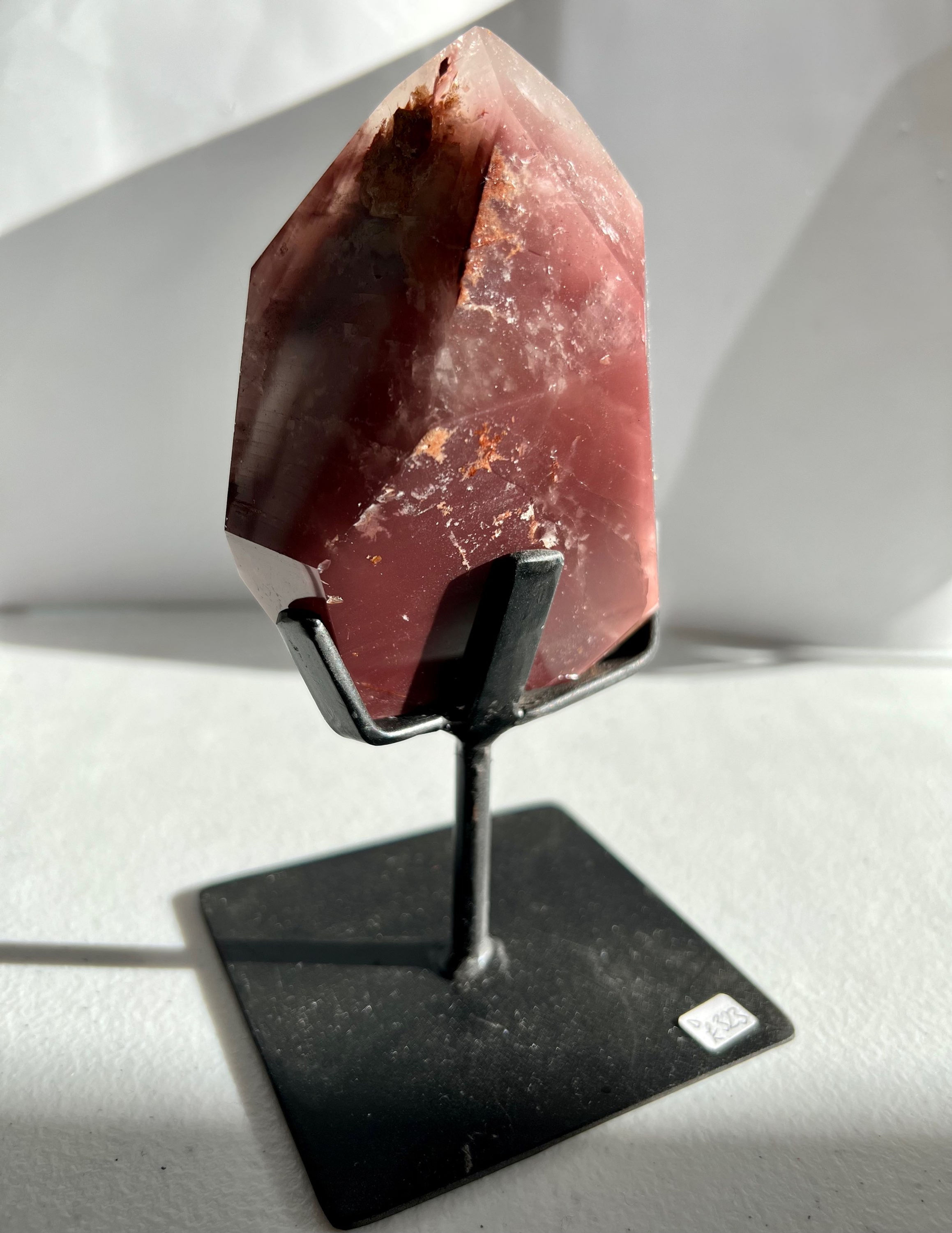 Berry Pink Lithium Quartz on Stand