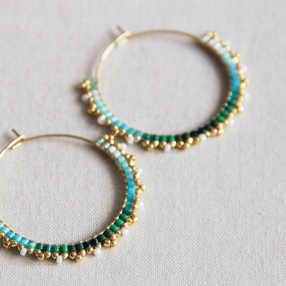 RVS fijne oorring met miyuki kralen – groen tinten