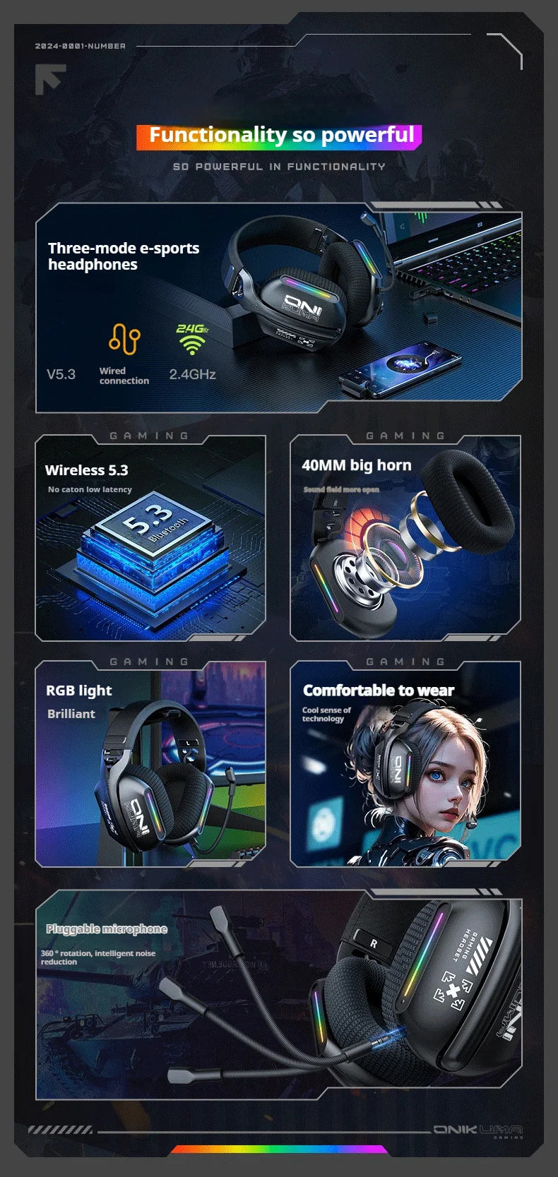 Thumbnail: LAXASFIT Y13 Pro Max sports headphones features infographic.