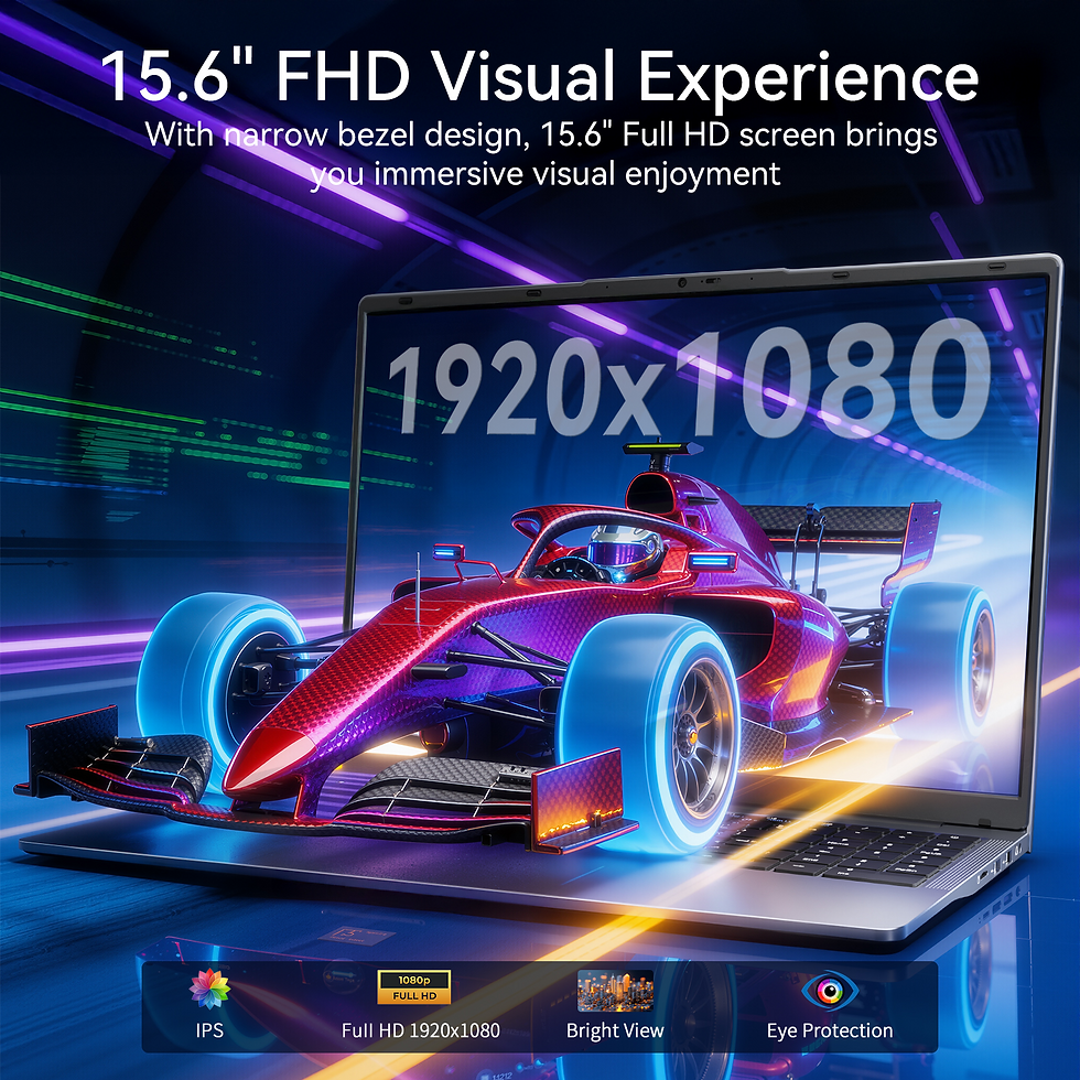 Thumbnail: 15.6 inch 1920x1080 FHD screen displaying a racing car