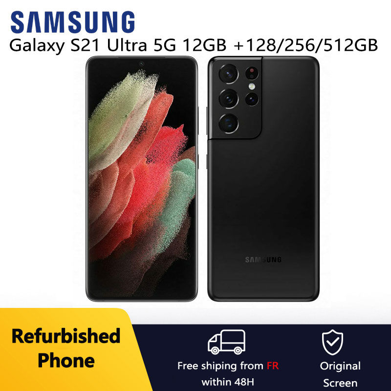 Refurbished Samsung Galaxy S21 Ultra 5G, front and back view