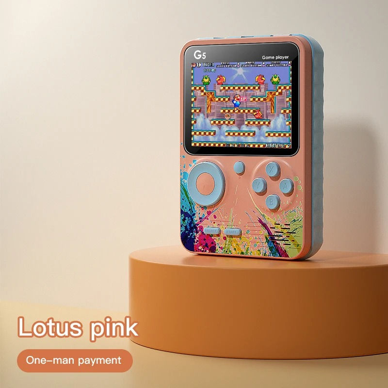 Thumbnail: Lotus pink Anbernic RG40XX H handheld game console.