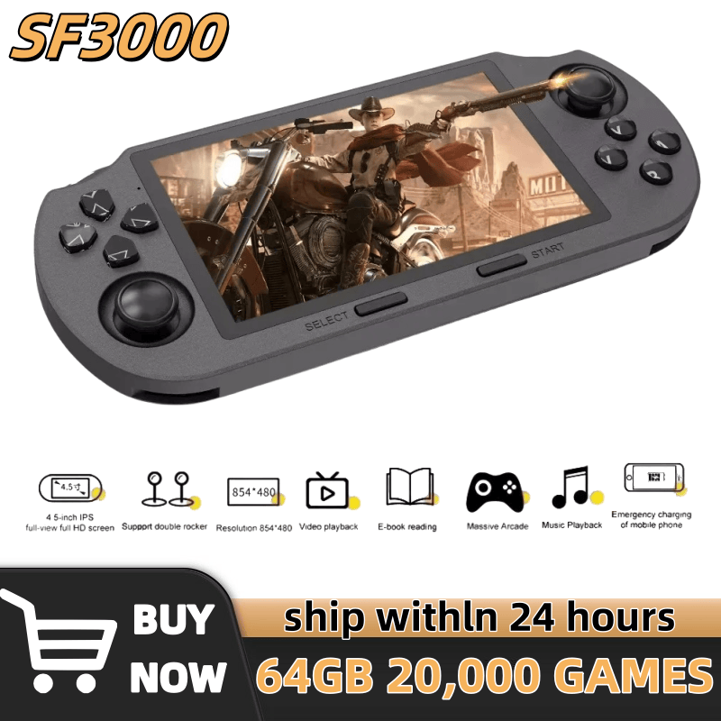 SF3000 handheld console with 4.5 inch screen and 20,000 games