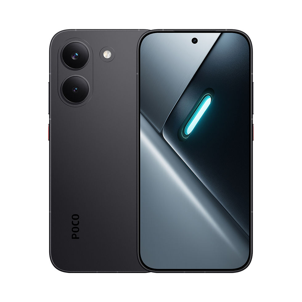 Thumbnail: Black Poco smartphone showing front and back views.